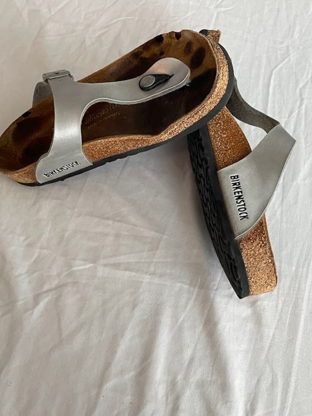 Birkenstock Gizeh Silver Metallic Thong Sandals Size 38 / US 7-7.5